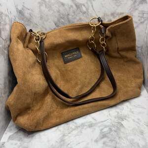 Marco Polo Tan Suede Large Tote Bag